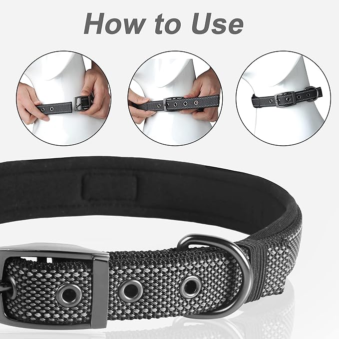 PetiFine Dog Collar for Large Dogs, Neoprene Padded and Adjustable, Reflective - Image 6