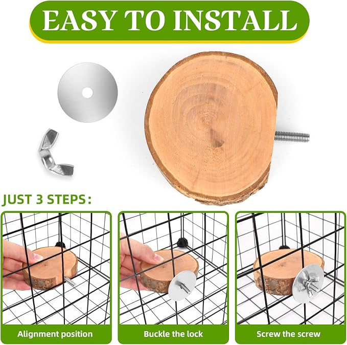 4PCS Natural Wood Round Bird Perch Platform - Image 5