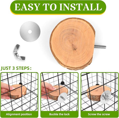 4PCS Natural Wood Round Bird Perch Platform - Image 5