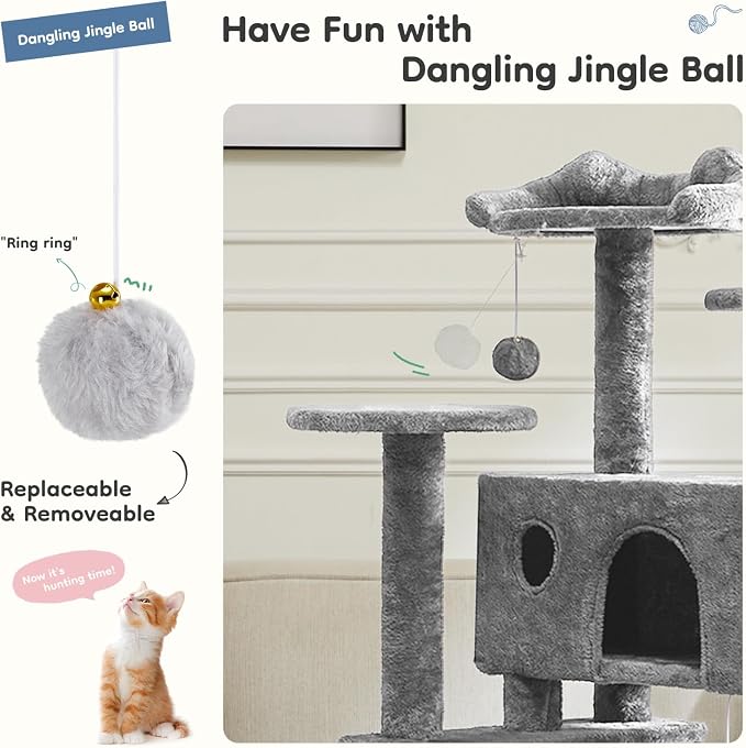 DUMOS 54-inch Indoor Cat Tree Tower –Multi-Level Pet House - Image 5