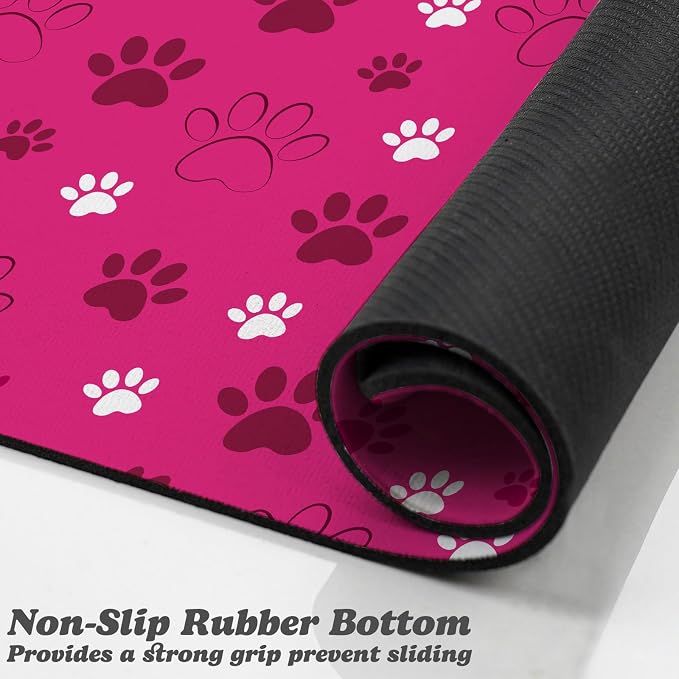 Dog Food Mat, Absorbent Water Bowl Mats Cat Pet Feeding Placemats Pink 17 * 30 - Image 3