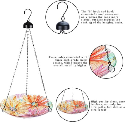 VCUTEKA Hanging Bird Bath, Glass Bird Baths - Image 7