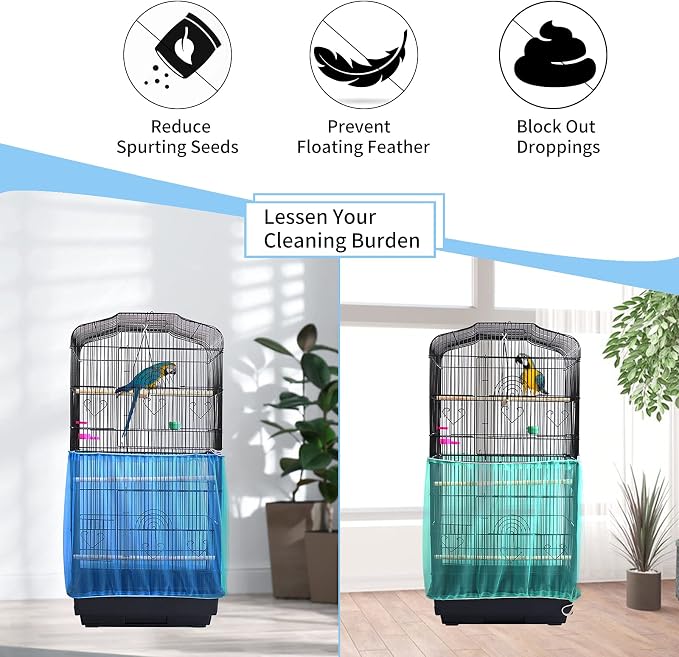 Daoeny Universal Bird Cage Cover, Adjustable Seed Feather Catcher, Soft Airy - Image 2