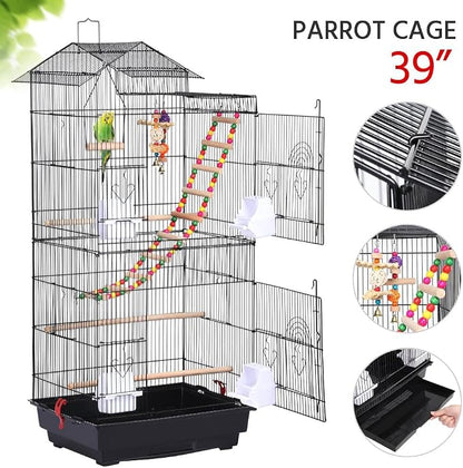Yaheetech 39-inch Roof Top Large Flight Parrot Bird Cage - Image 4
