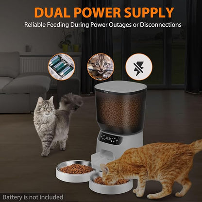 Automatic Cat Feeder and Water Fountain, 5L/20 Cups Timed Cat Dry Food Dispenser - Image 3