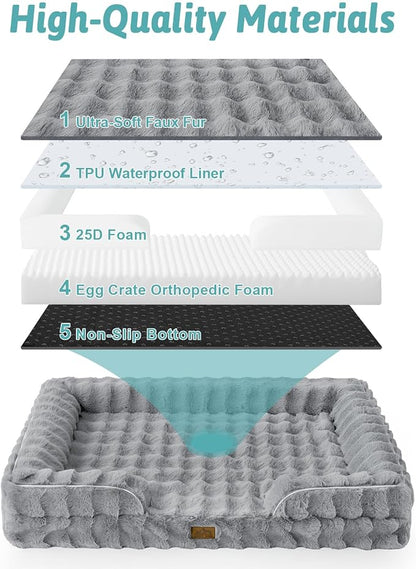 Orthopedic Dog Bed for Medium Small Size Dog, Soft and Warm Faux Fur Sofa for - Image 7