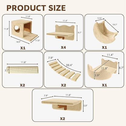 13-in-1 Cat Wall Shelves, Wall Mounted Cats Furniture Set - Image 2
