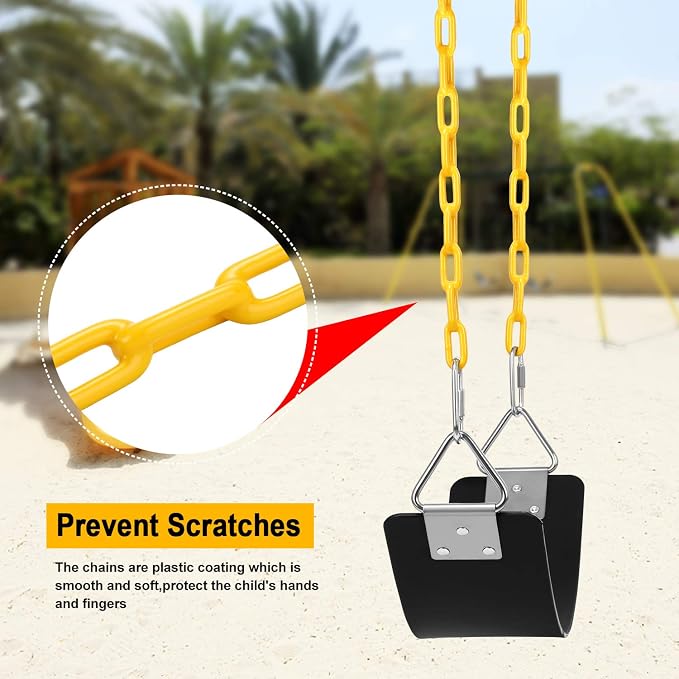 AGPTEK Swing Set, Seat with 66 Inch Anti-Rust Chains Thermoplastic Coated - Image 4