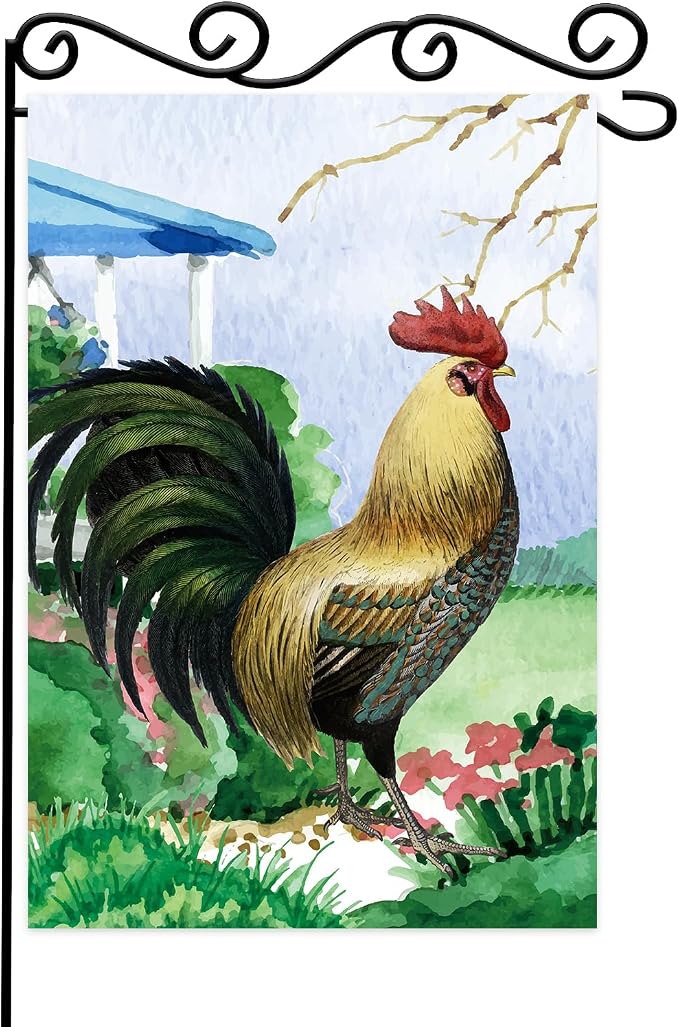 Chicken on the Grass Garden Flag, Farm Life Flag, Welcome Garden Yard Flag by WPCTYQ