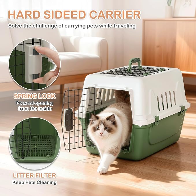 MoNiBloom 22-Inch Dog Crate Plastic 2-Door Top Loading Cat Carrier, Hard-Sided - Image 3
