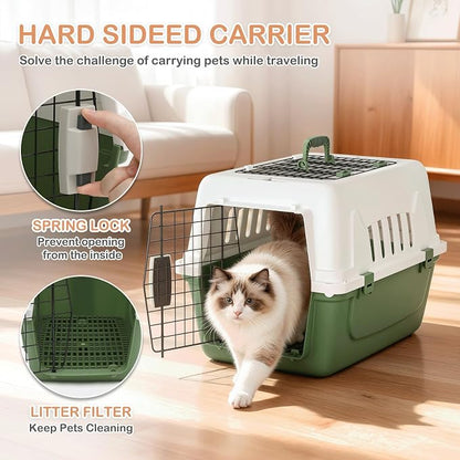 MoNiBloom 22-Inch Dog Crate Plastic 2-Door Top Loading Cat Carrier, Hard-Sided - Image 3