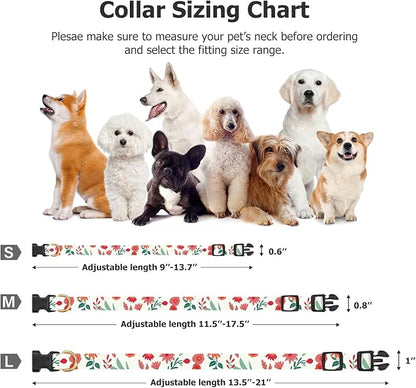 Cotton Handmade Dog Collar Cute and Distinctive Patterns Red and White Flower - Image 3