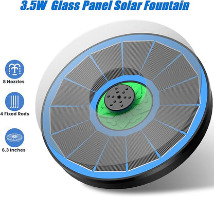 Yzert Solar Fountain Full Glass Panel No Battery, 3.5W Solar Bird Bath Fountains - Image 3