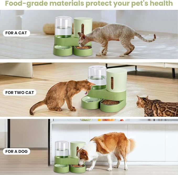 2 Pack Automatic Cat Feeder Stainless Steel Water Dispenser Gravity Food Feeder - Image 6