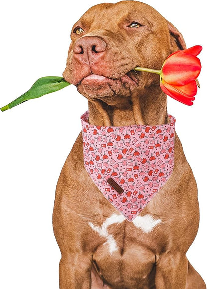 Valentine Dog Bandana, Cotton Pet Kerchief - Image 2
