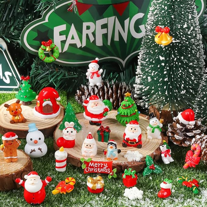 DIYDEC 32Pcs Christmas Miniature Figurines, Mini Resin Figurines to Hide Small - Image 3