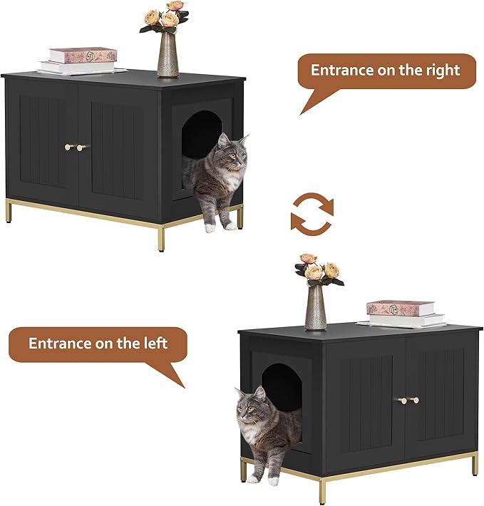 Homhedy Cat Litter Box Enclosure, Cat Washroom Furniture - Image 6