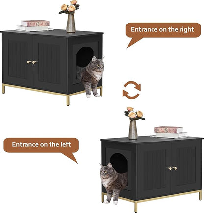 Homhedy Cat Litter Box Enclosure, Cat Washroom Furniture - Image 6