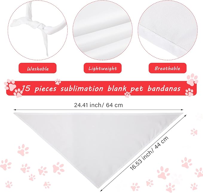 Weewooday 6 Pieces Sublimation Heat Transfer Dog Bandana Triangle Dog Scarf - Image 2