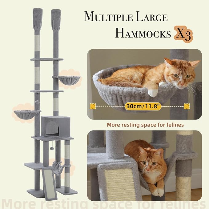 PAWZ Road Tall Cat Tree, Floor to Ceiling Cat Tower - Image 5