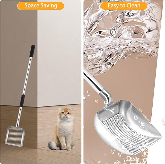 Cat Litter Sifter Metal Pet Scoop Kitty Cat Scooper Non-Stick Coated - Image 3