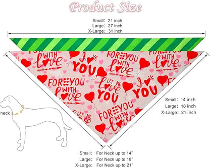 Valentine's & St. Patrick's Day Dog Bandana Set 2PCS-XLarge, Holiday Party - Image 2