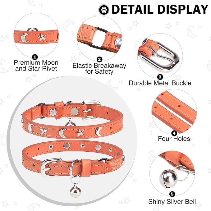 Leather Cat Collars for Boy Girl Cats - Image 2