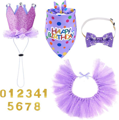 hoyuwak Dog Birthday Party Supplies Girl Dog Birthday Bandana Tutu Set Cute Hat by hoyuwak