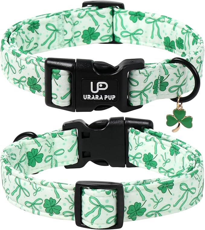 St. Patrick's Day Dog Collar, UP URARA PUP Shamrock Adjustable Pet Collar - Image 2