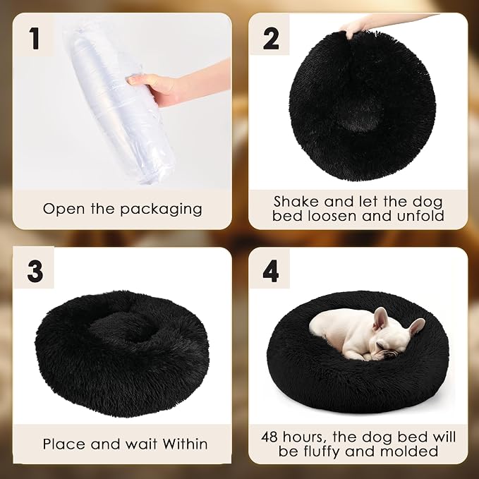 Dogs Bed for Small Dogs, Anti-Anxiety Washable Round Bed - Image 6