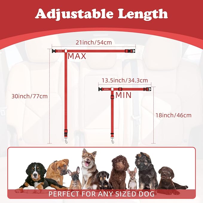 BWOGUE Pet Dog Cat Seat Belts, Car Headrest Restraint Adjustable Safety Leads - Image 4