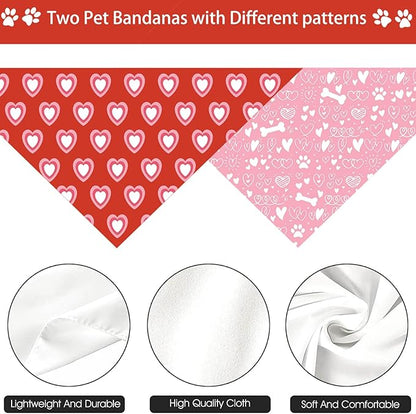 Valentine's Day Dog Bandana, 2 Pack Adjustable Holiday Party Birthday Pets - Image 5