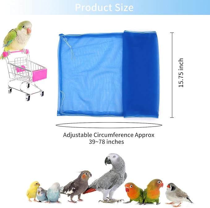 Daoeny Universal Bird Cage Cover, Adjustable Seed Feather Catcher, Soft Airy - Image 3