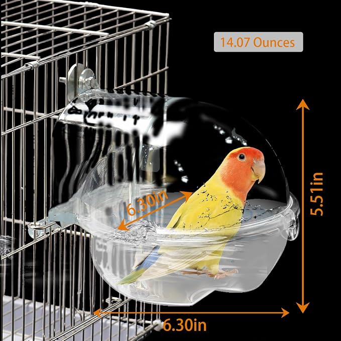 kathson Bird Bath Box for Cage Parakeet Bath Tub Parrot Hanging Bathtub Cube - Image 2