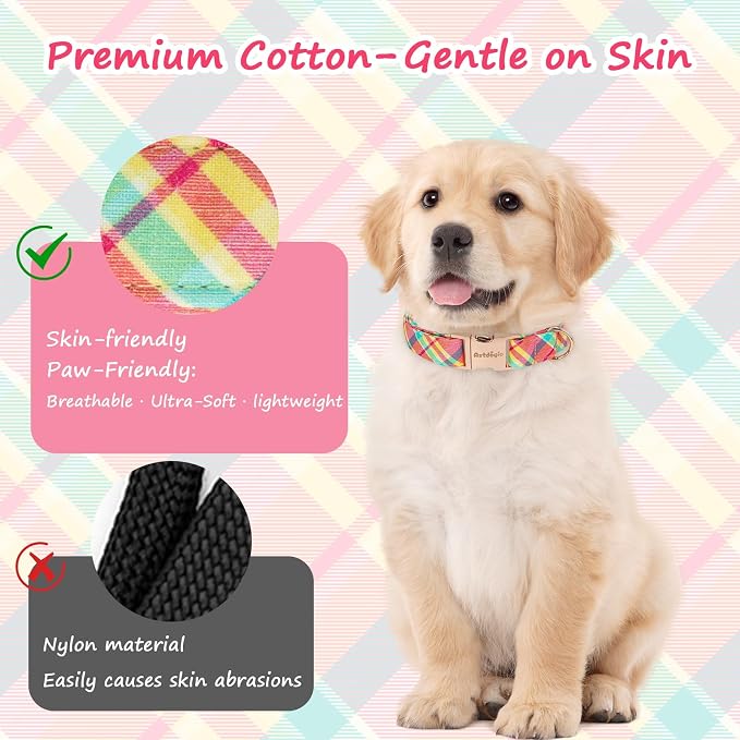 Cotton Dog Collar, Soft Adjustable Dog Collars - Image 6