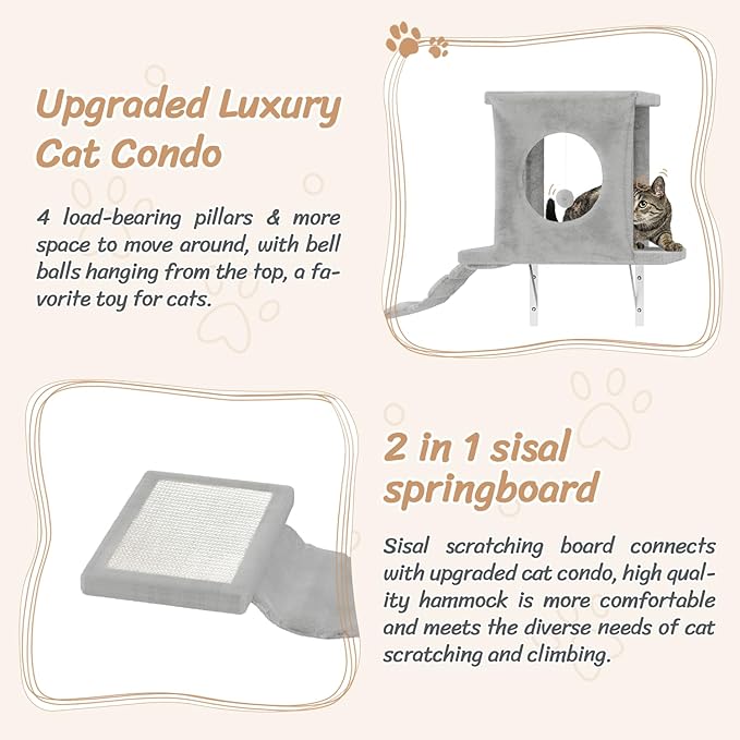 7-in-1 Cat Wall Shelves, Wall Mounted Cat Climber Set, Cat Furniture - Image 5