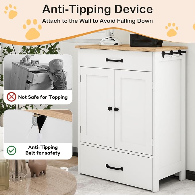 Dog Feeding Station with 2 Elevated Dog Bowls, Food Storage with Adjustable - Image 5