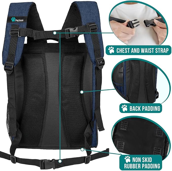 PetAmi Dog Backpack Carrier for Small Large Cat, Ventilated Pet Hiking Backpack - Image 5