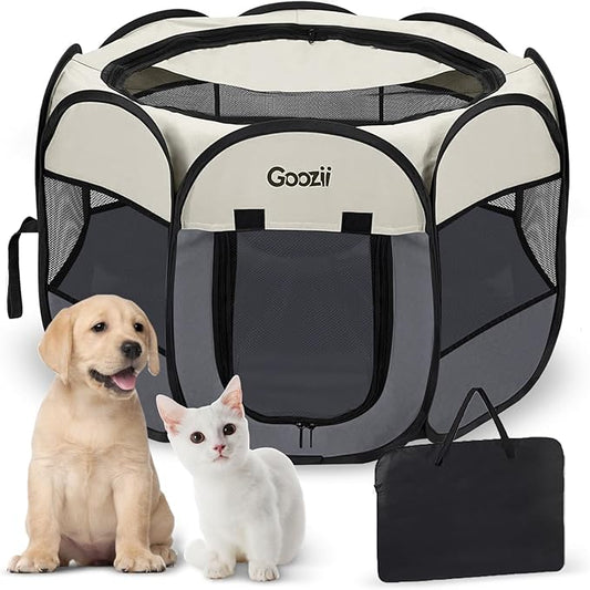 Pet Cat Playpen for Indoor Cats Enclosed, Puppy Dog Play Pen for Outdoor Travel by Goozii