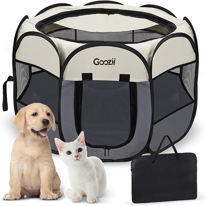 Pet Cat Playpen for Indoor Cats Enclosed, Puppy Dog Play Pen for Outdoor Travel by Goozii