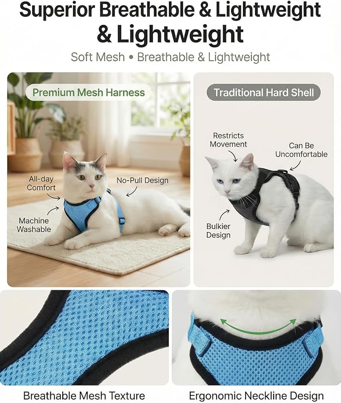 Luxelle 2 Pack Escape-Proof Cat Harness and Leash Set - Image 3