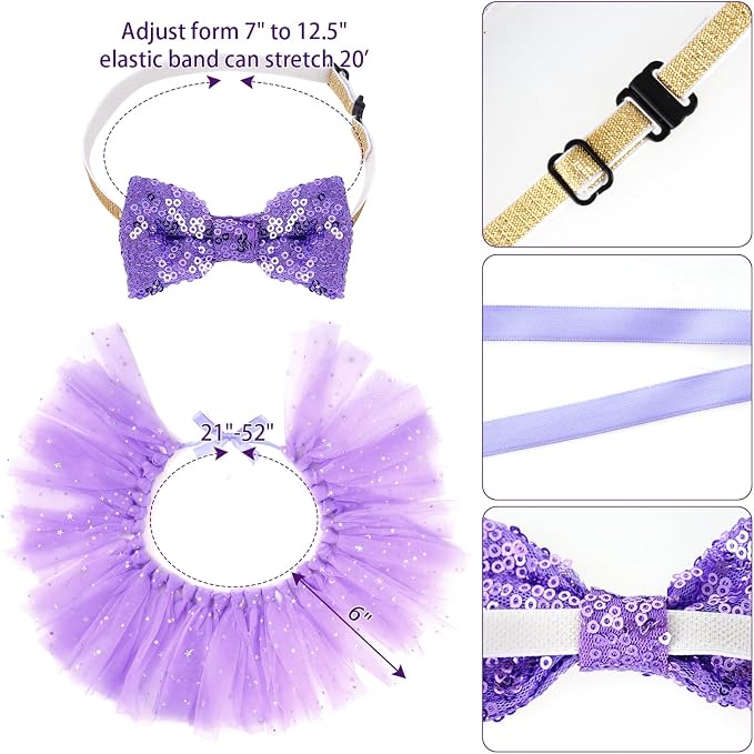 hoyuwak Dog Birthday Party Supplies Girl Dog Birthday Bandana Tutu Set Cute Hat - Image 3