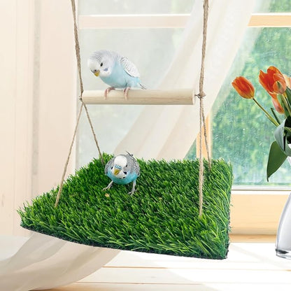 FlidRunest Bird Swing Mat with Wood Perch, Lawn Swing Hammock - Image 6