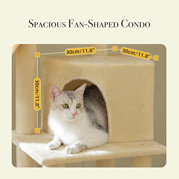 Floor to Ceiling Cat Tree Height Adjustable, Tall Cat Tower 7 Tiers Activity - Image 6
