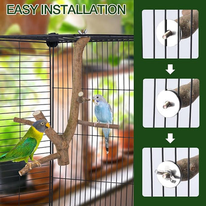 Bird Perch Stand, Natural Vitex Negundo Wood Parrot Perch Bird Cage Branch Perch - Image 7