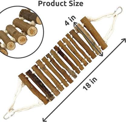 SIMENA Bird Cage Ladder, Parrot Bridge Made of Natural Wood and Rope, - Image 4