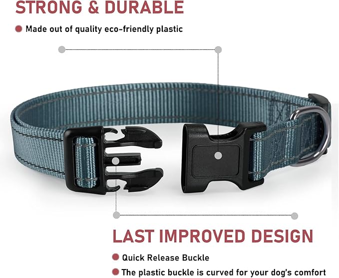Reflective Dog Collar with Buckle Adjustable Safety Nylon Collars - Image 2