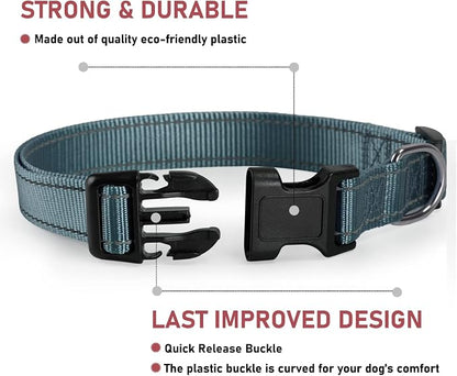 Reflective Dog Collar with Buckle Adjustable Safety Nylon Collars - Image 2