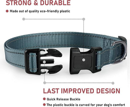Reflective Dog Collar with Buckle Adjustable Safety Nylon Collars - Image 2