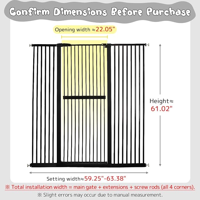 Lumizone Extra Tall Cat Gate 61.02" High Pressure Mounted Extra Wide - Image 2